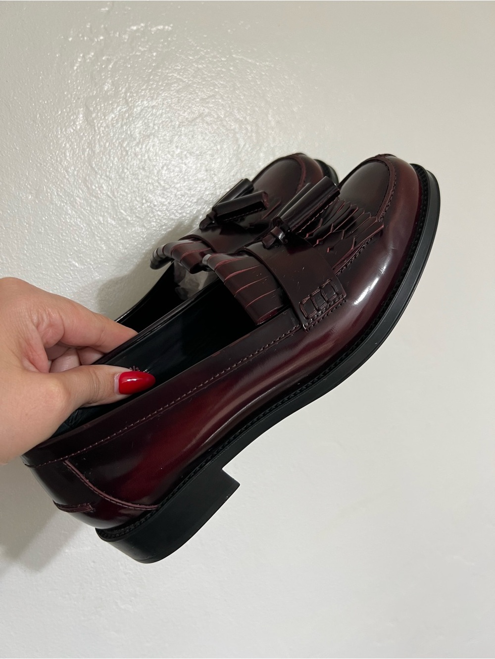 Tod's Tasseled Burgundy Loafers Size 37.5